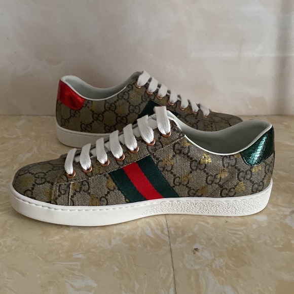 Gucci Women's Sneakers in Brown Red and Green